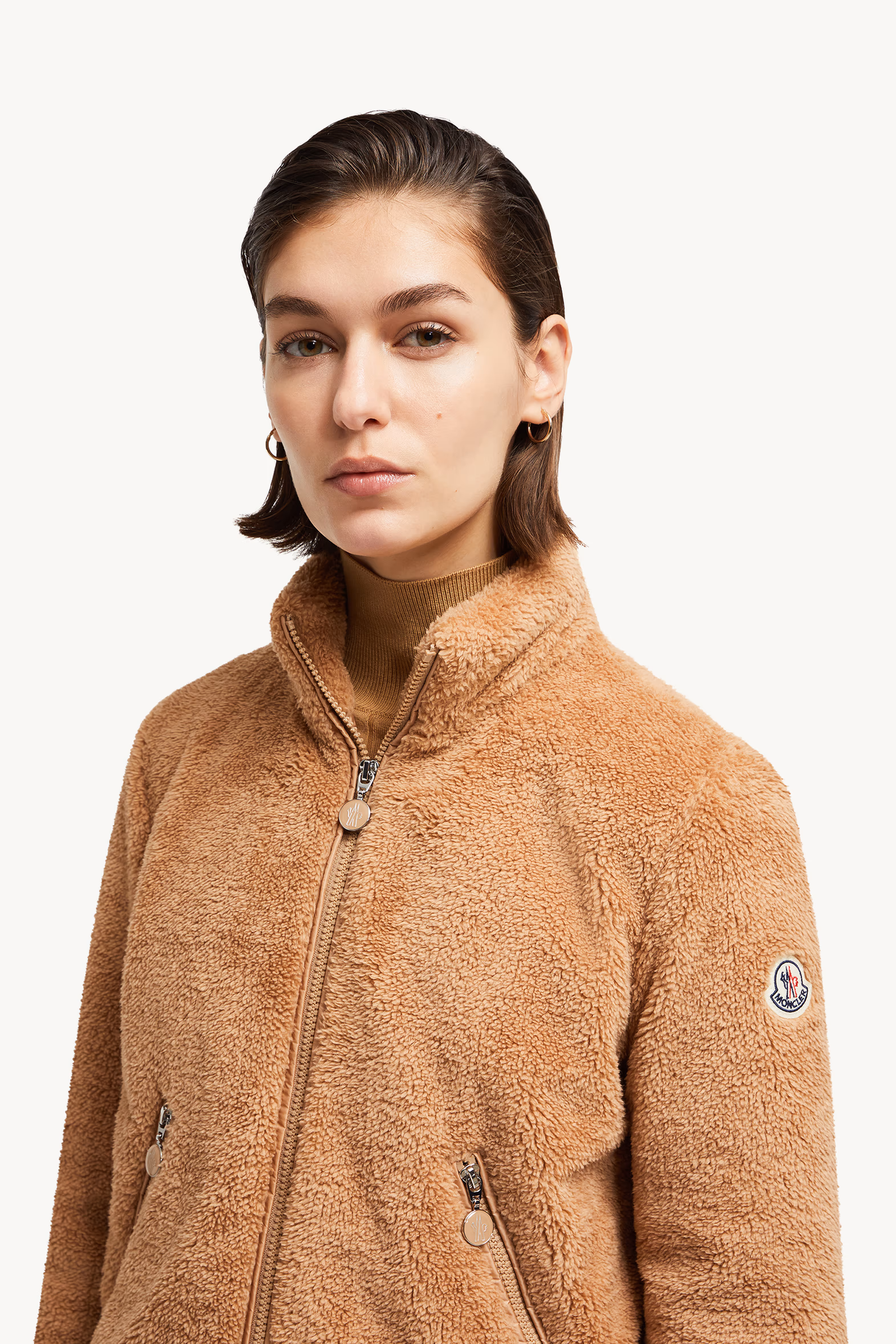Plumífero corto efecto peluche Polignac Mujer Beige Camel Moncler 4